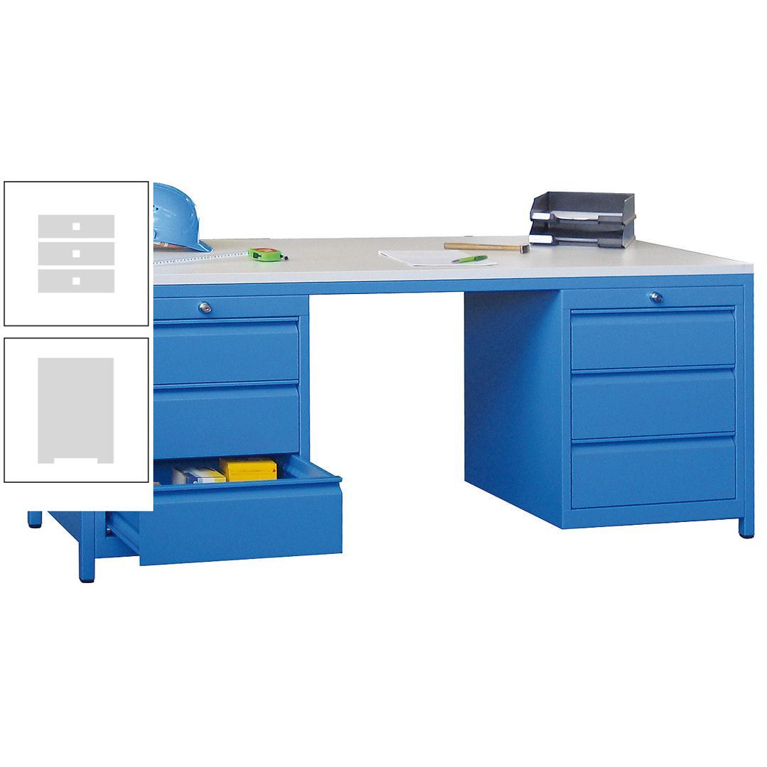 Meisterschreibtisch - 2 Schubladenblöcke - 6 Schubladen - 720 x 1.700 x 800 mm (HxBxT) - anthrazitgrau