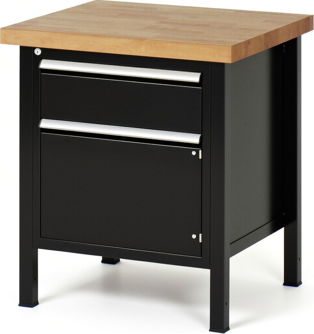 Werkbank, 1 Schrank - 1 Schublade - Teilauszug - 180:1 - Höhe 840-1.040 mm - 750 x 700 mm - 1.250 kg - Buche - Anthrazitgrau