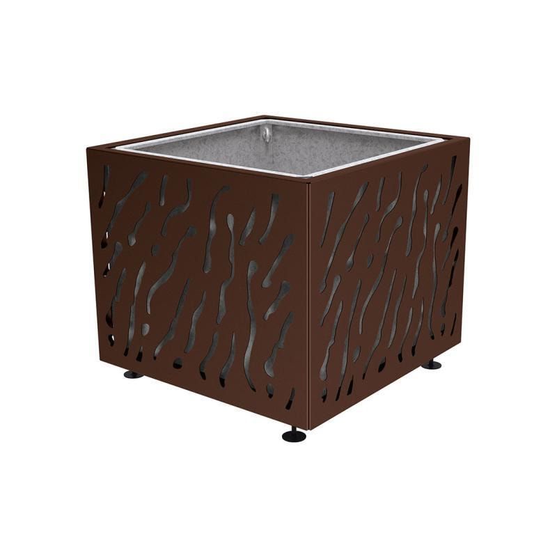 Pflanzbehälter, Stahlblech fvz, einfarbig, innen feuerverzinkt mit Verladungsgriffen, verstellbare Füße, 870 x 990 x 990 mm (HxBxT), enzianblau