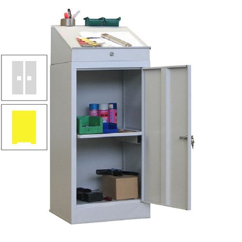 Stehpult mit Schrank - Vollblechtür - Zylinderschloss - 1 Ausziehboden - 1.270x500x500 mm (HxBxT) - anthrazitgrau