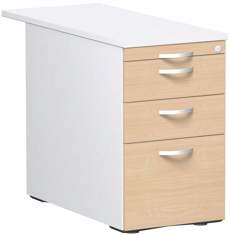Standcontainer, Hängeregistratur, 2 Schubladen, Ordnungsfach, 720 x 438 x 800 (1.000) mm (HxBxT), Front Ahorn, Oberboden Ahorn, Korpus Ahorn