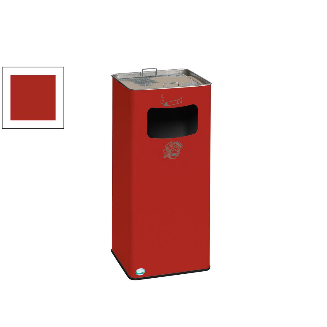 Abfallsammler mit Ascher - viereckig - Volumen 53 l - 705 x 330 x 330 mm (HxBxT) - Antik silber
