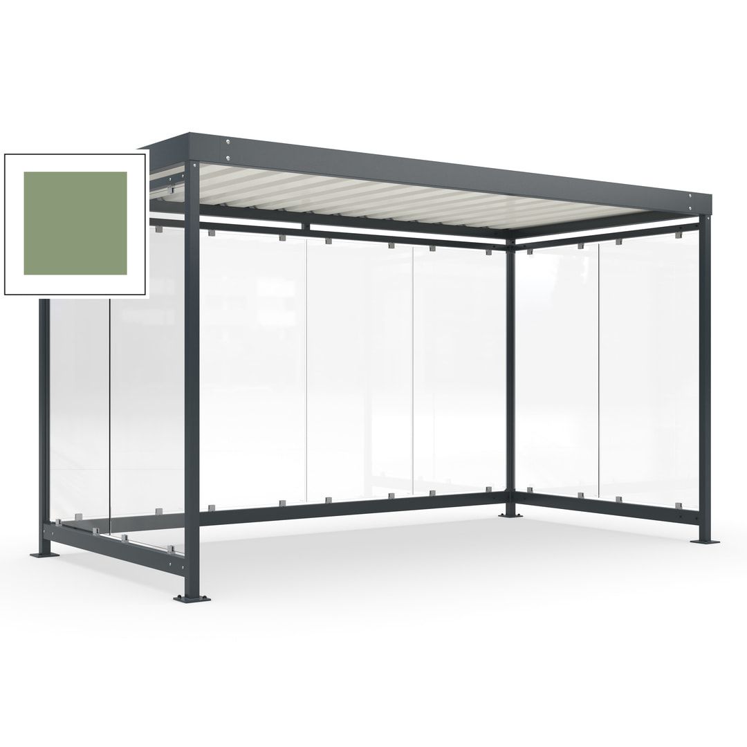 Fahrradunterstand, Fahrgastunterstand, Bushaltestelle, Bausatz, 12-13 Personen, 2.510 x 4.195 x 2.165 mm (HxBxT), 8 Wände, Achatgrau