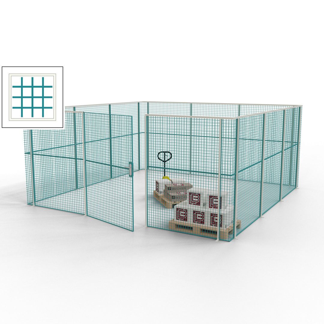 Maschinen Schutzgitter - Hallentrennwand - Sicherheitszaun - Tür - 18 m - 2.200 x 4.900 x 4.900 mm (HxBxT) - enzianblau