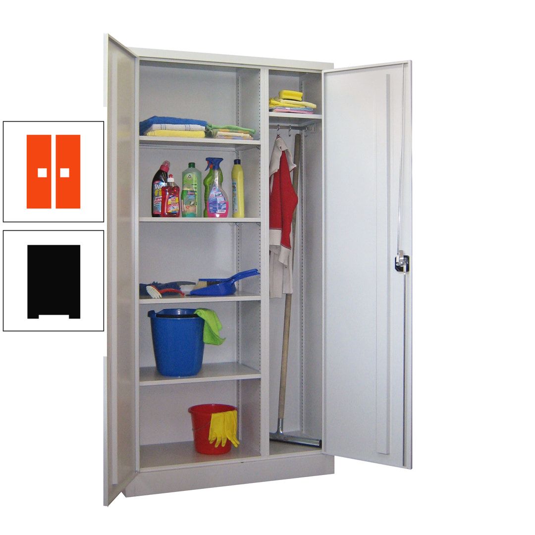Putzschrank mit Trennwand - 1.950x1.000x400 mm (HxBxT) - Böden pulverbeschichtet - anthrazitgrau