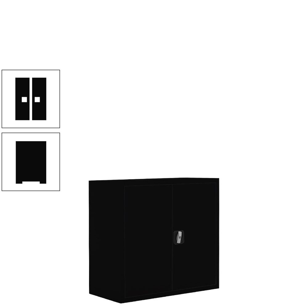 Aktenschrank, Büroschrank, abschließbar, Flügeltüren, 1 Fachboden, 750 x 800 x 383 mm (HxBxT), Stahl, Korpus und Türen in lichtgrau