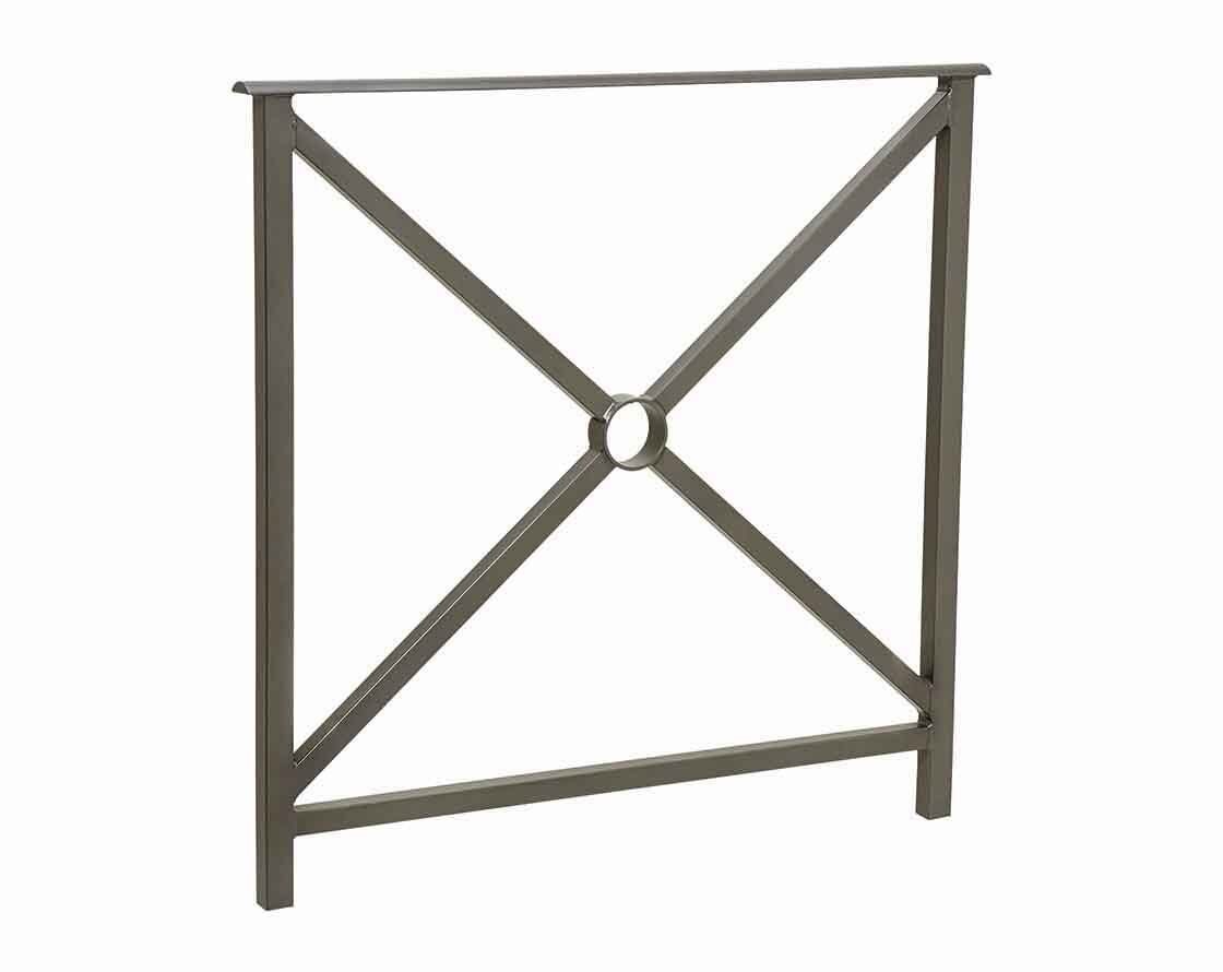 Geländer Kreuz und Kreis - 1.000 x 800 mm - flacher Handlauf - Farbe enzianblau - Außengeländer Systemgeländer