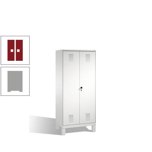 Doppel-Spind, Doppeltüren, Garderobenschrank mit Füßen, 2 Abteile a 400 mm, Korpus anthrazitgrau, Tür anthrazitgrau, 1.850 x 800 x 500 mm (HxBxT)