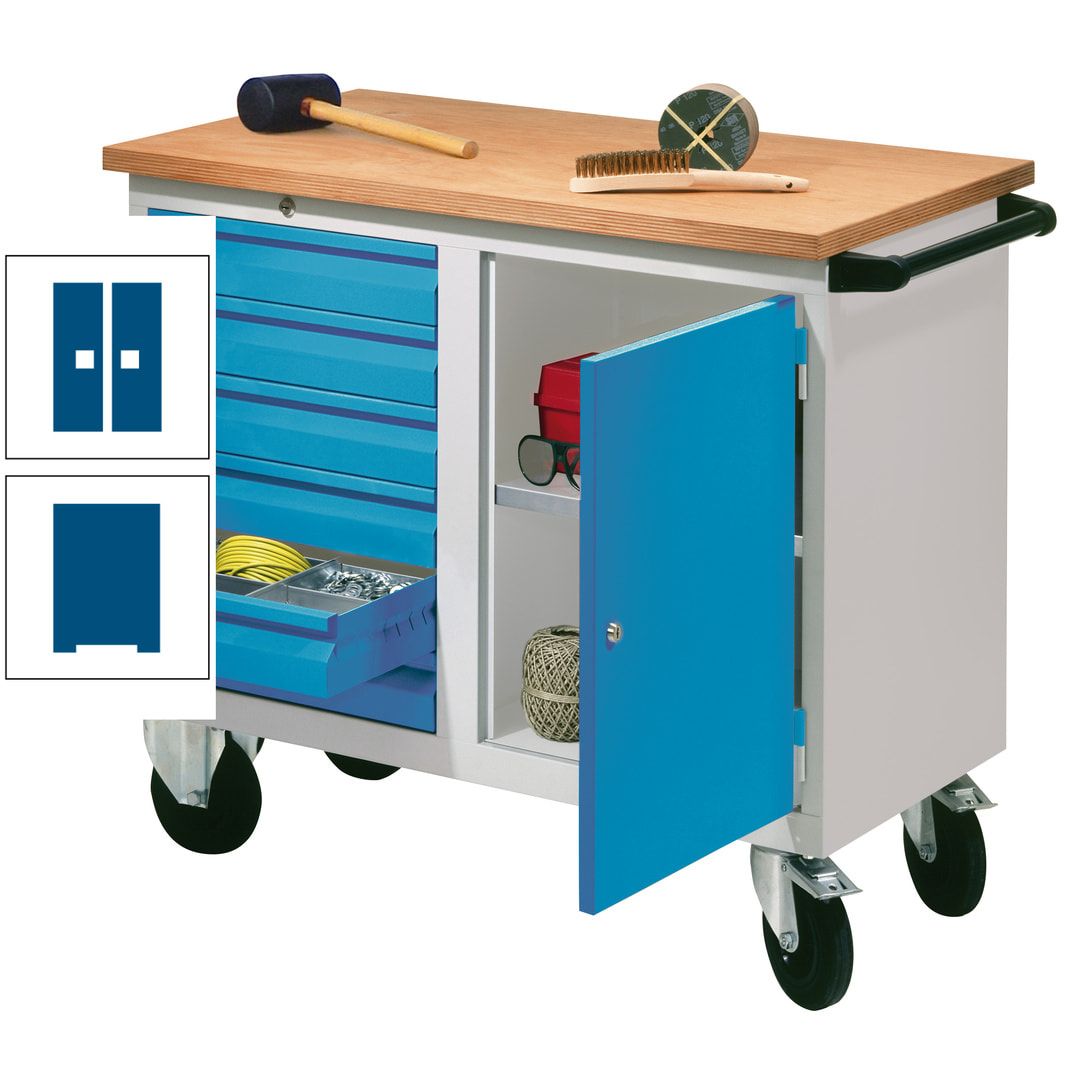 Mobile Werkbank - Werkstattwagen - 915 x 1.090 x 600 mm - 6 Schubladen und Schrankfach - anthrazitgrau