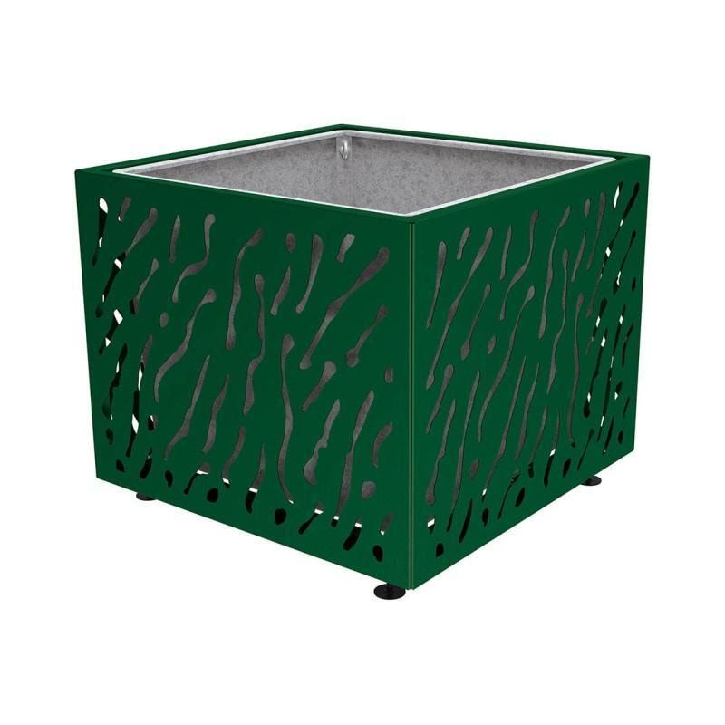 Pflanzbehälter, Stahlblech fvz, einfarbig, innen feuerverzinkt mit Verladungsgriffen, verstellbare Füße, 870 x 990 x 990 mm (HxBxT), enzianblau
