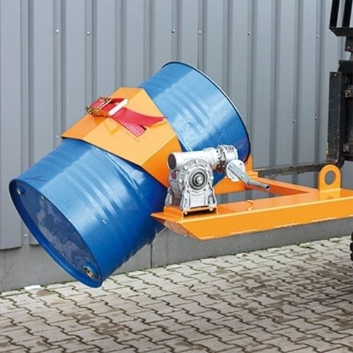 Eichinger Fass- und Mülltonnenkipper, für Gabelstapler und Kran, Kippvorgang: Handkurbel, Traglast 400 kg, Kettensicherung, Farbe anthrazitgrau