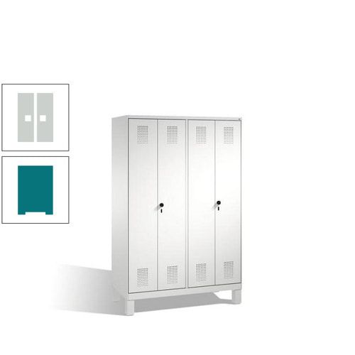 Doppel-Spind, Doppeltüren, Garderobenschrank mit Füßen, 4 Abteile a 300 mm, Korpus anthrazitgrau, Tür anthrazitgrau, 1.850 x 1.200 x 500 mm (HxBxT)