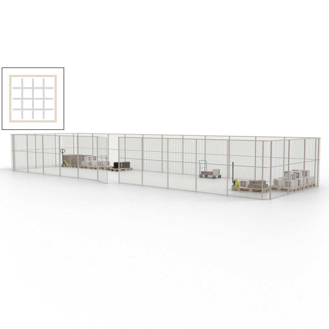 Maschinen Schutzgitter - Hallentrennwand - Sicherheitszaun - Tür - 42 m - 2.200 x 16.900 x 4.900 mm (HxBxT) - enzianblau