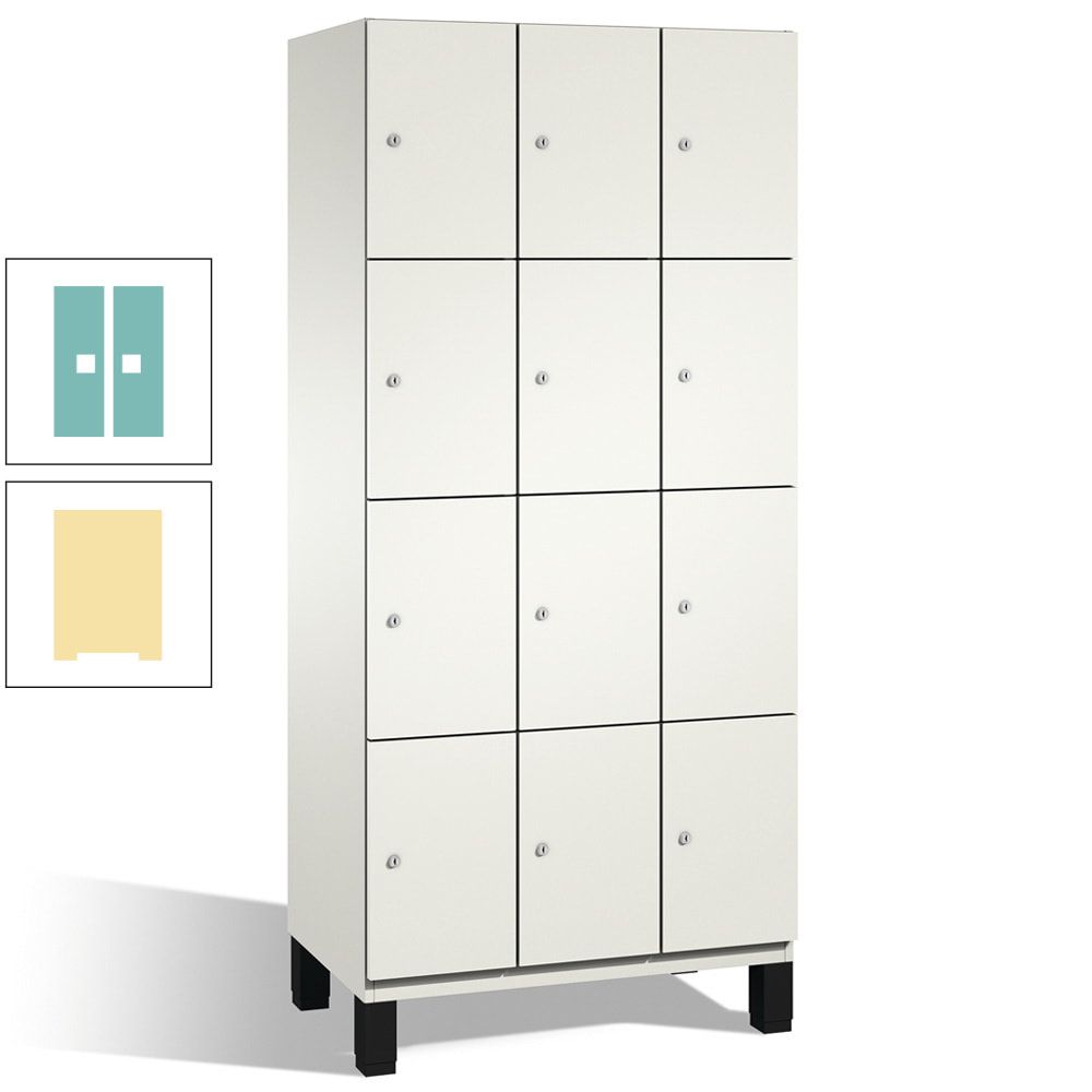 Fächerschrank, Stahlschrank, 12 Fächer, Türöffnungsbegrenzer, mit Füßen, Korpus lichtgrau, Tür anthrazitgrau, 1.980 x 900 x 525 mm (HxBxT)