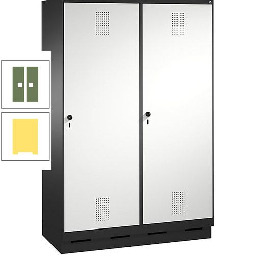 Doppel-Spind, Garderobenschrank, 2 Türen für 4 Abteile a 300 mm, Korpus anthrazitgrau, Türen anthrazitgrau, 1.800 x 1.200 x 500 mm (HxBxT)