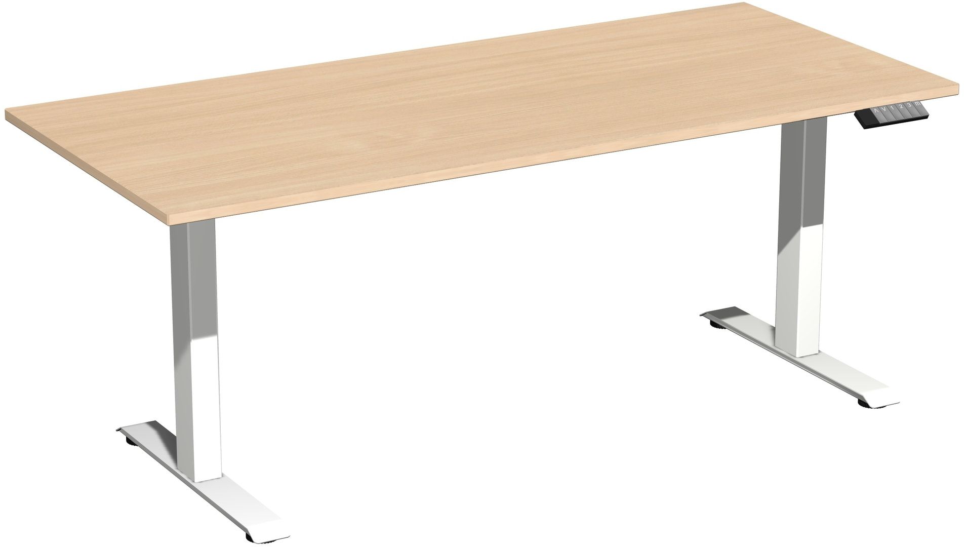 Schreibtisch, Elevate Basic, elektronisch höhenverstellbar, 730 - 1.230 x 1.200 x 800 mm (HxBxT), Gestell anthrazit, Dekor Ahorn