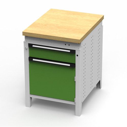OTTOKIND Werkbank - Arbeitsplatte bündig - 850 x 605 x 750 mm (HxBxT) - Schublade - Schrank - lichtgrau