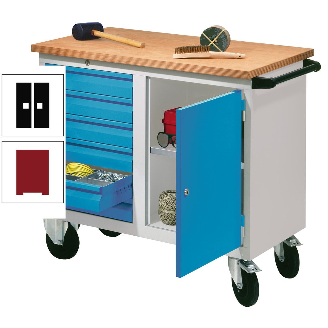 Mobile Werkbank - Werkstattwagen - 915 x 1.090 x 600 mm - 6 Schubladen und Schrankfach - anthrazitgrau