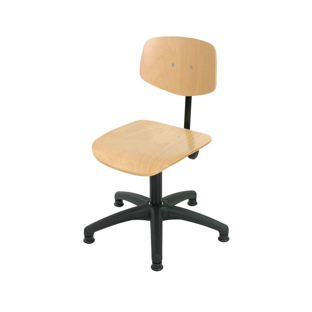 Arbeitsstuhl - Bürostuhl - Stahl-Drehspindel - Sitzhöhe 410 - 540 mm - Buche - Fußkreuz mit Gleitern