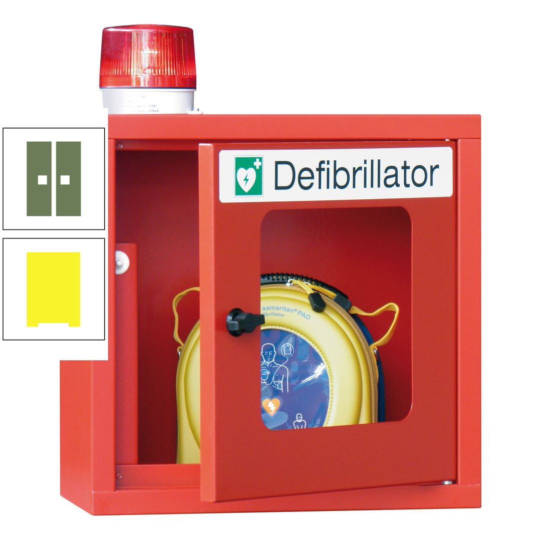 Defibrillatorenschrank mit akustischem und optischem Alarm - 490 x 400 x 200 mm (HxBxT) - Sichtfenster - anthrazitgrau