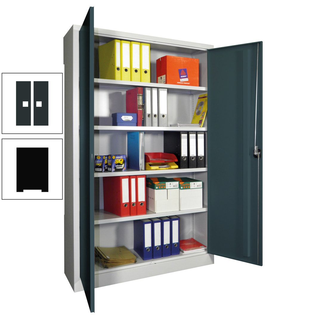 Aktenschrank - Vollblechtüren - 1.950x1.200x400 mm (HxBxT) - 4 Einlegeböden verzinkt - Zylinderschloss - anthrazitgrau