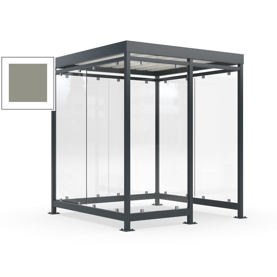 Raucherunterstand, Bushaltestelle, 7 Wände, 6-7 Personen, 2.510 x 2.165 x 2.165 mm (HxBxT), Farbe Achatgrau