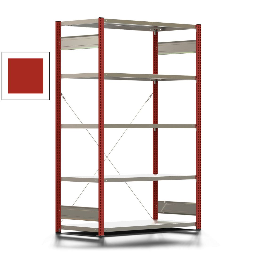 Fachbodenregal mit Tiefenriegel - 150 kg - 2.000 x 1.285 x 600 mm (HxBxT) - Anbauregal - Rahmen enzianblau - Böden verzinkt - BERT