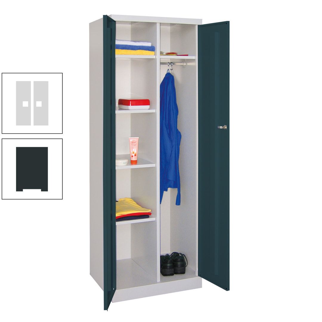 Kleiderschrank mit Sockel - Spind - 1 Abteil mit Trennwand - 1.800x600x500 mm (HxBxT) - Zylinderschloss - anthrazitgrau