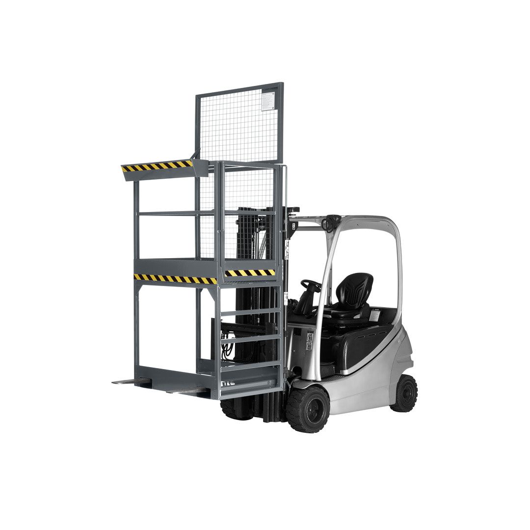 Arbeitsbühne für Stapler und Frontlader - Arbeitskorb - Montagebühne - Extra hoch - Tragkraft 300 kg - 2.810 x 1.200 x 800 mm (HxBxT) - anthrazitgrau