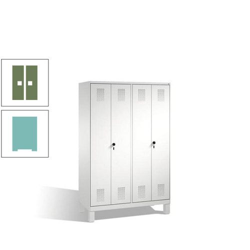Doppel-Spind, Doppeltüren, Garderobenschrank mit Füßen, 4 Abteile a 300 mm, Korpus anthrazitgrau, Tür anthrazitgrau, 1.850 x 1.200 x 500 mm (HxBxT)