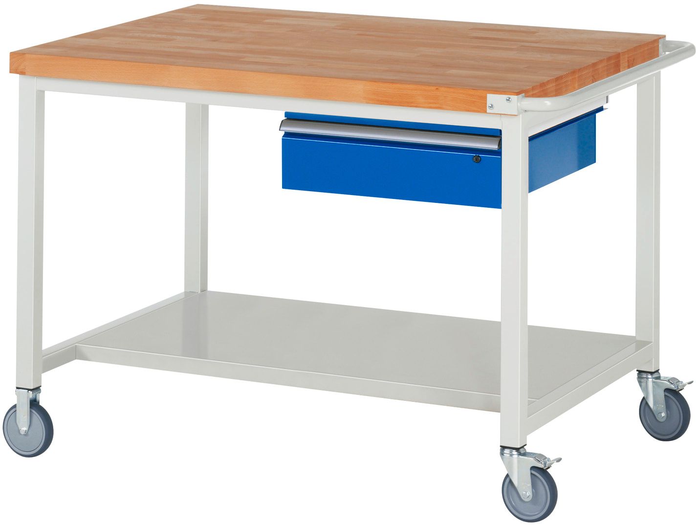 Mobile Werkbank mit Ablageboden - 1 Schublade - 150:1 - höhenverstellbar 880-1.080 mm - 1.250 x 900 mm (BxT) - 450 kg - Anthrazitgrau