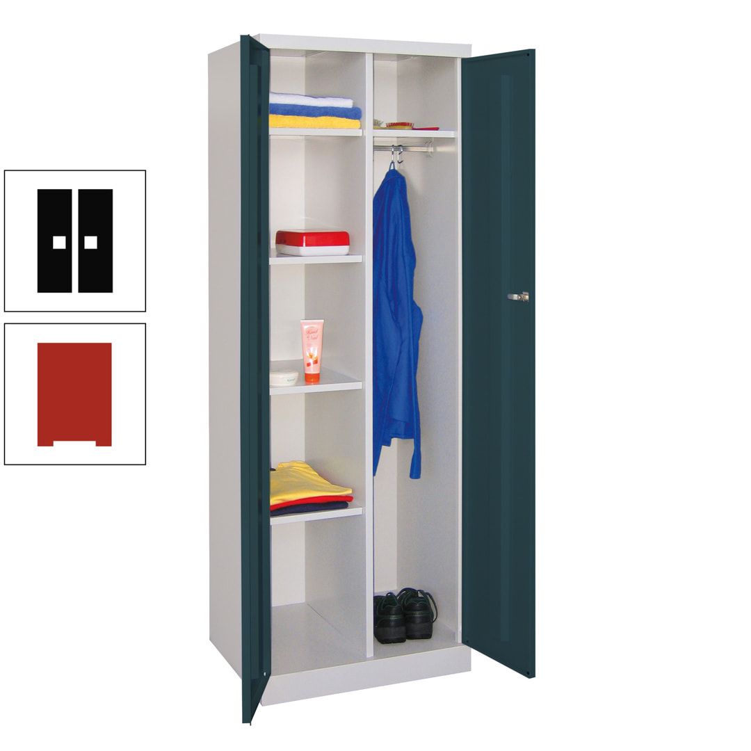 Kleiderschrank mit Sockel - Spind - 1 Abteil mit Trennwand - 1.800x600x500 mm (HxBxT) - Zylinderschloss - anthrazitgrau