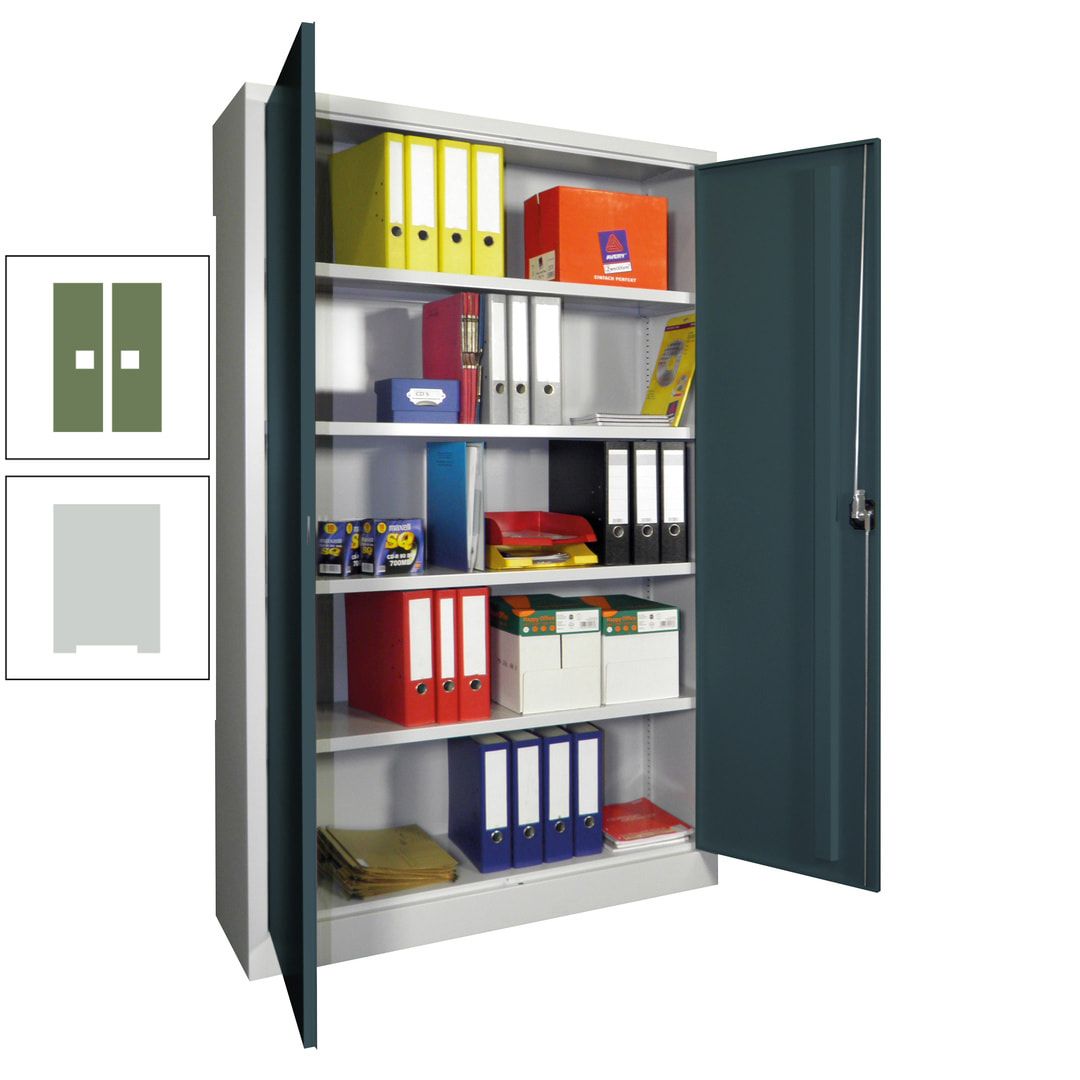 Aktenschrank - Vollblechtüren - 1.950x1.200x400 mm (HxBxT) - 4 Einlegeböden verzinkt - Zylinderschloss - anthrazitgrau