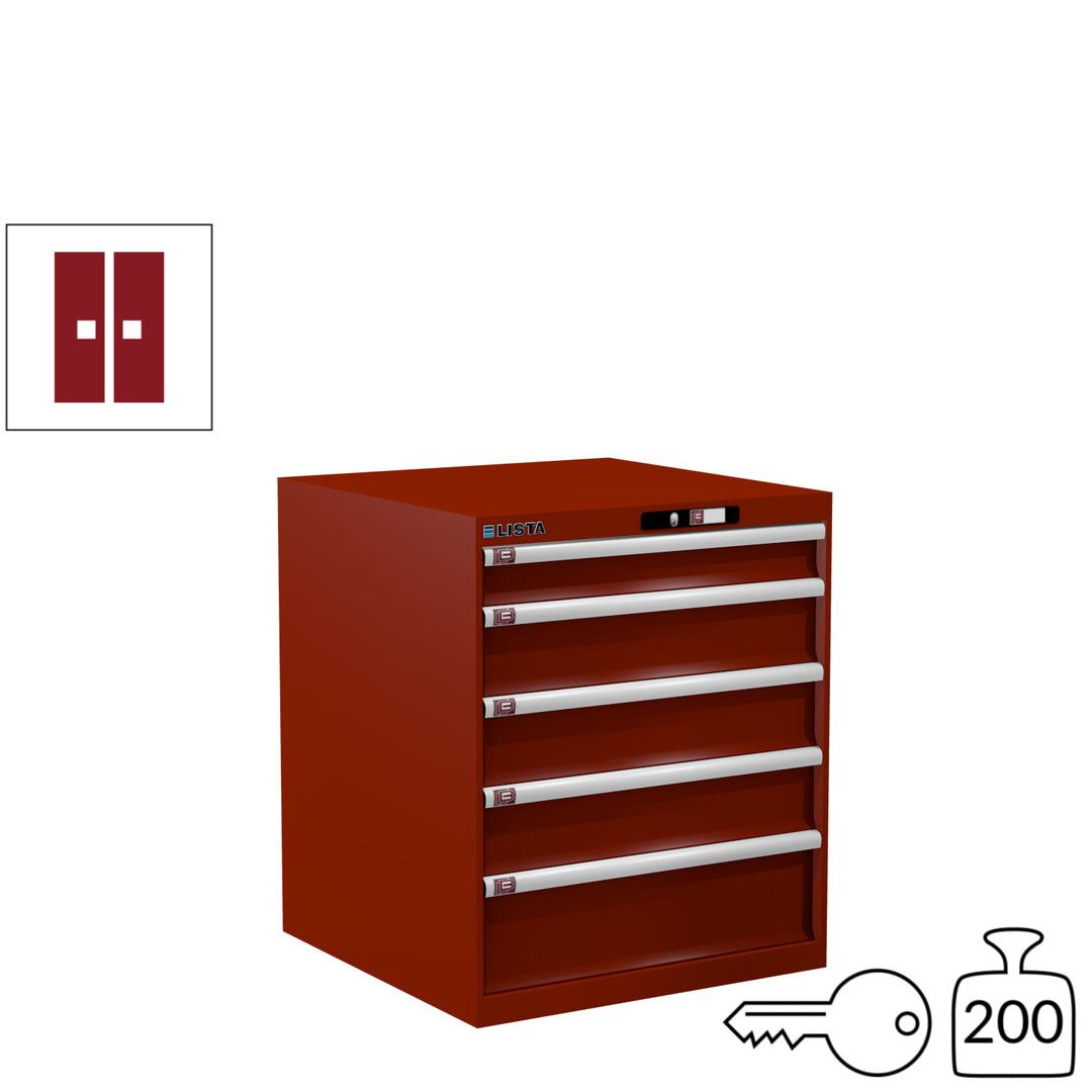 Lista Schubladenschrank - 14.410.010 - 850x717x725 mm (HxBxT) - 5 Schubladen - 75 kg - Key Lock - lichtblau (RAL 5012)