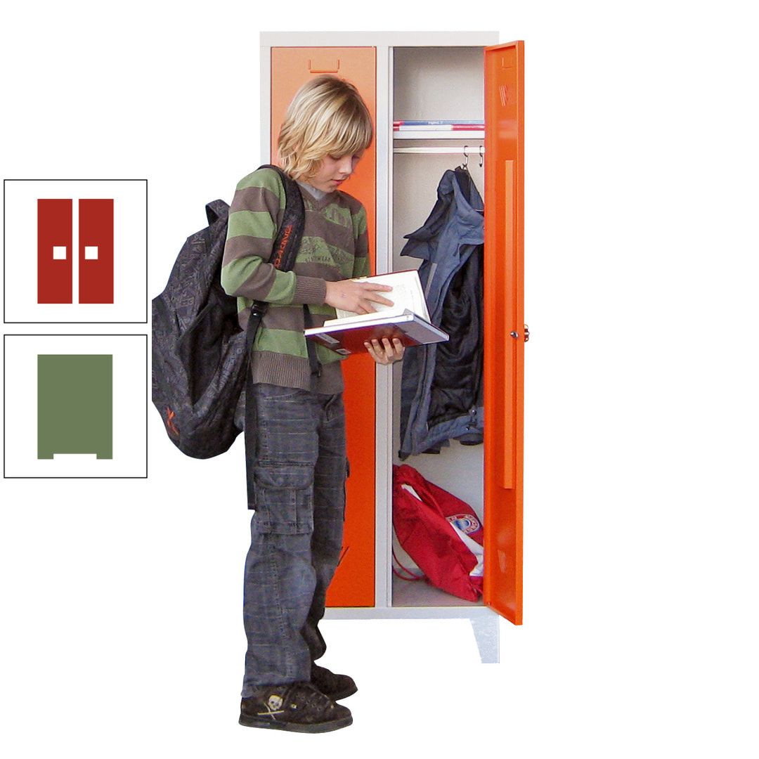 Spindschrank f. Schulen - mit Füßen - Höhe 1.600 mm - 3 Abteile a 300 mm - Drehriegel - anthrazitgrau