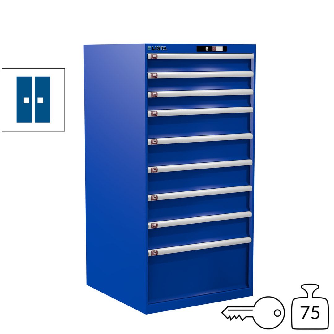Lista Schubladenschrank - 13.106.010 - 1.450x717x725 mm (HxBxT) - 9 Schubladen - 200 kg - Key Lock - lichtblau (RAL 5012)