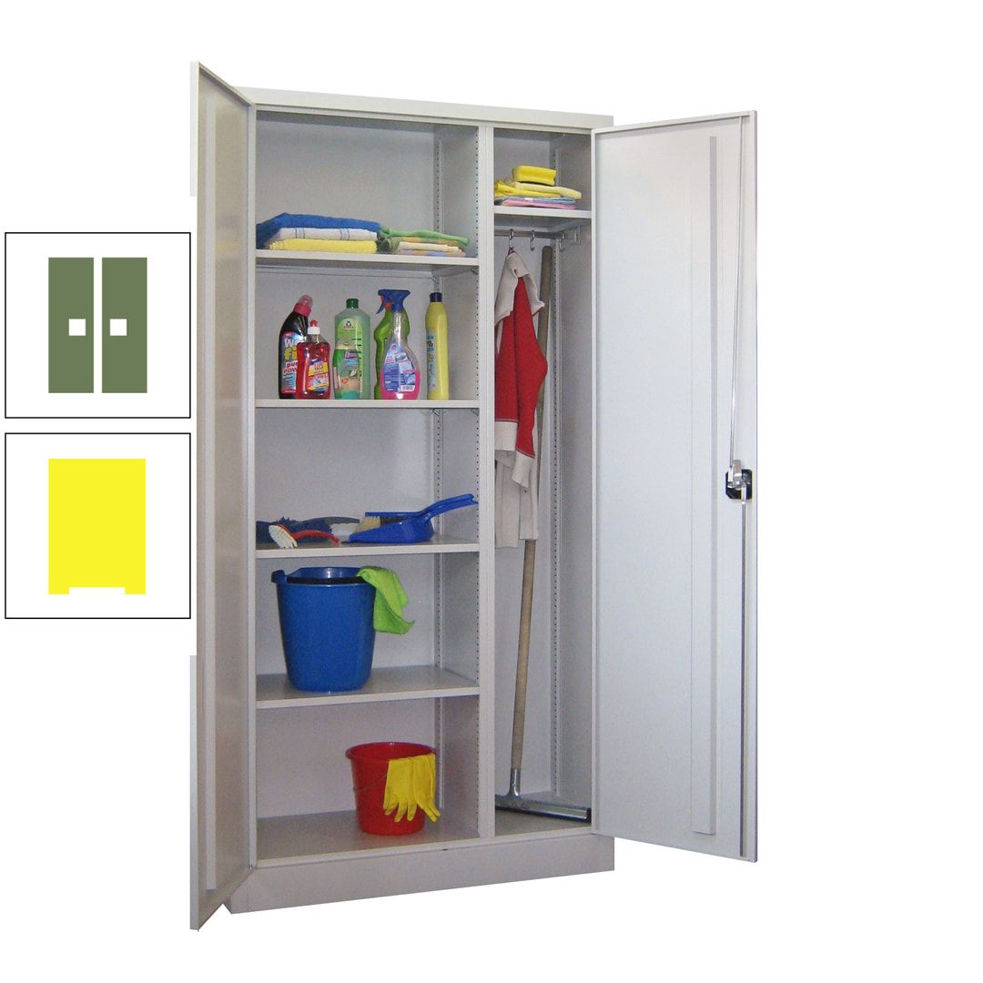 Putzschrank mit Trennwand - 1.950x1.000x400 mm (HxBxT) - Böden pulverbeschichtet - anthrazitgrau