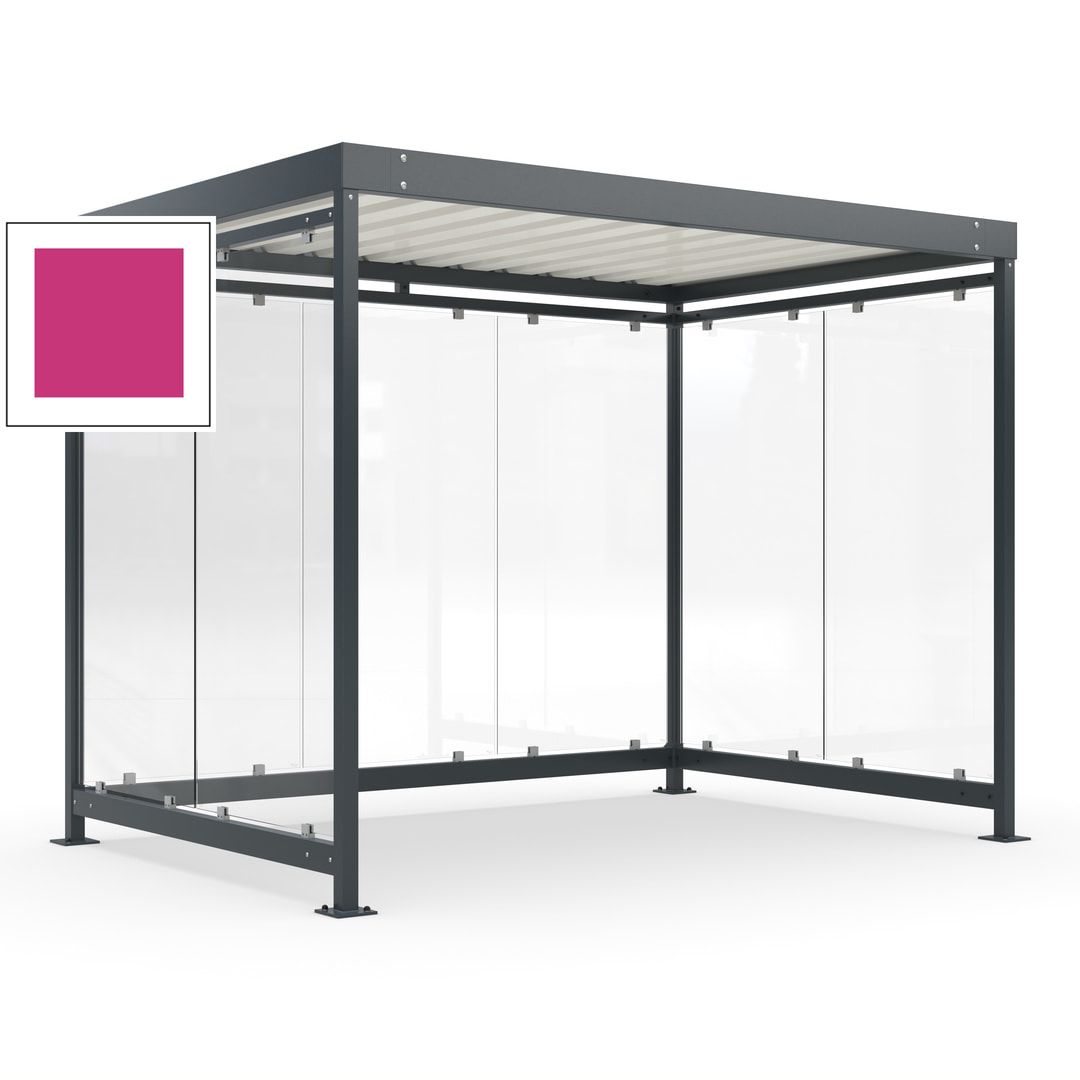 Raucherunterstand, Bausatz, Fahrgastunterstand, Bushaltestelle, 2.510 x 3.180 x 2.165 mm (HxBxT), 7 Wände, Achatgrau