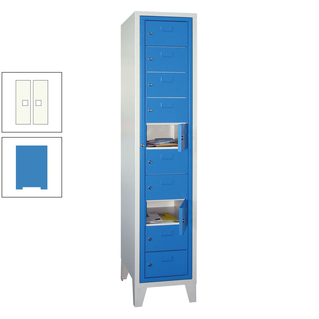 Schließfachschrank - Wäscheausgabeschrank - 10 Fächer a 315 mm - 1.850x400x500 mm (HxBxT) - Füße - Zylinderschloss - anthrazitgrau