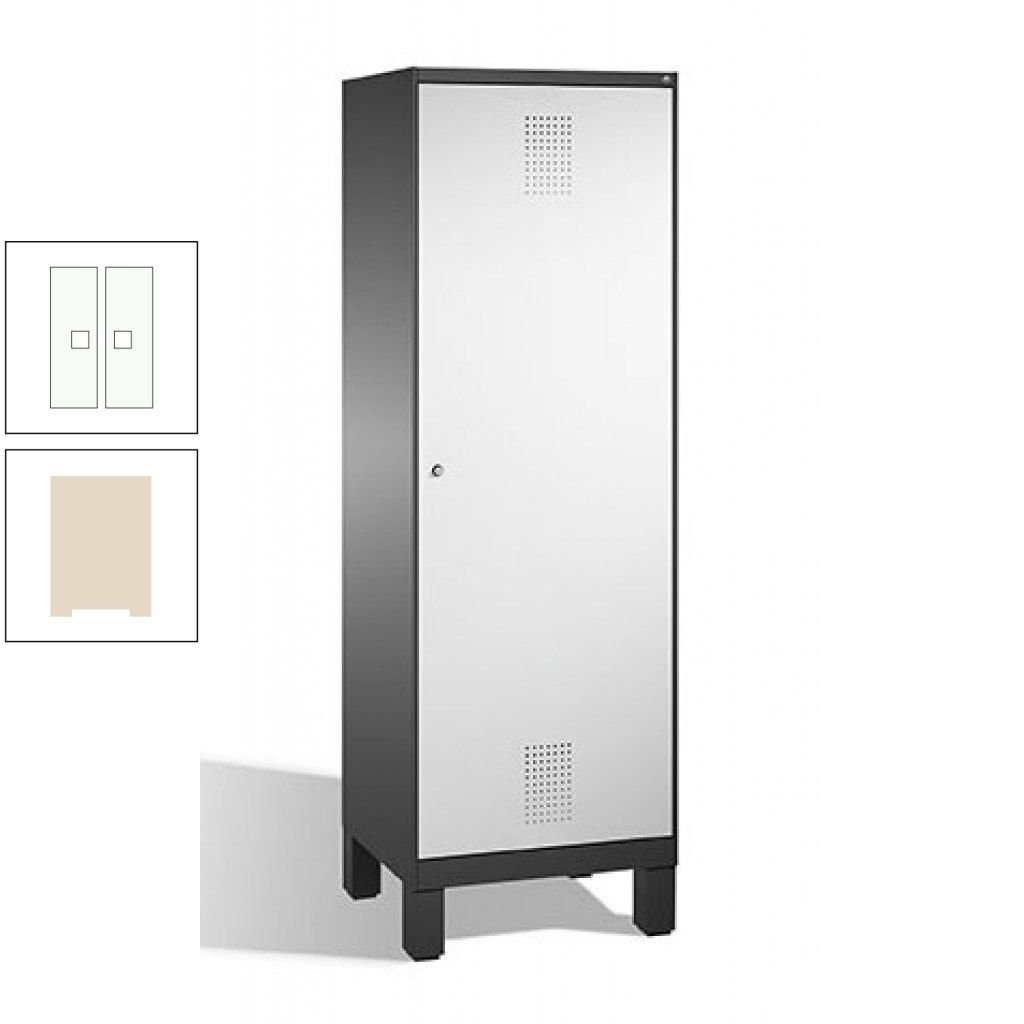 Doppel-Spind, Garderobenschrank, 1 Tür für 2 Abteile a 300 mm, Korpus anthrazitgrau, Türen anthrazitgrau, 1.850 x 600 x 500 mm (HxBxT)