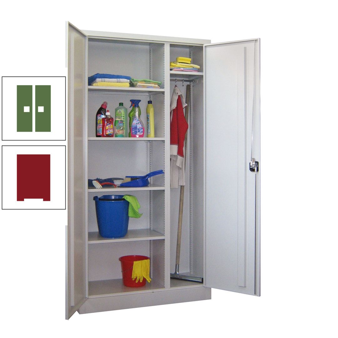 Putzschrank mit Trennwand - 1.950x1.000x400 mm (HxBxT) - Böden pulverbeschichtet - anthrazitgrau