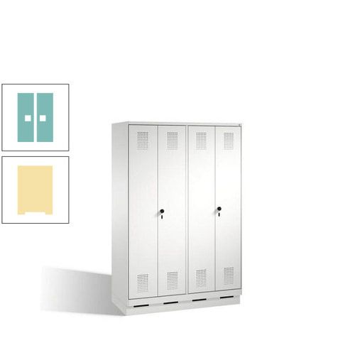 Doppel-Spind, Doppeltüren, Garderobenschrank mit Sockel, 4 Abteile a 300 mm, Korpus anthrazitgrau, Tür anthrazitgrau, 1.800 x 1.200 x 500 mm (HxBxT)