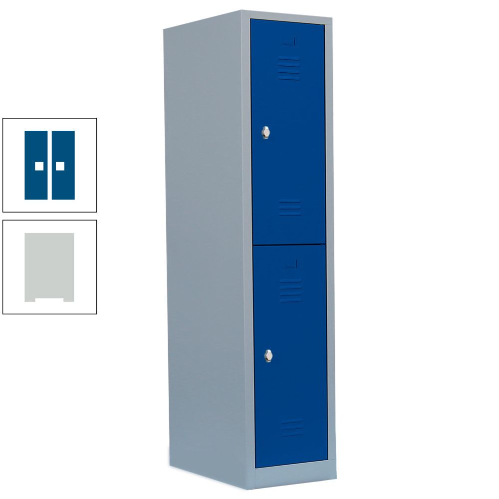 Garderobenschrank, Doppelstockspind, 1 Abteil, 2 Fächer, 1.800 x 415 x 500 mm (HxBxT), Stahl, Drehriegel, Korpus: lichtgrau, Front: anthrazitgrau