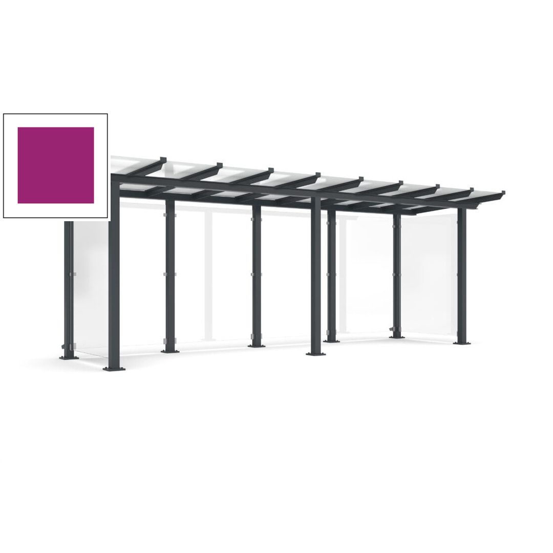 Unterstand mit Pultdach und Sicherheitsglas - feuerverzinkt und farbbeschichtet - 2.435 x 6.850 x 2.090 (HxBxT) - Farbe Achatgrau