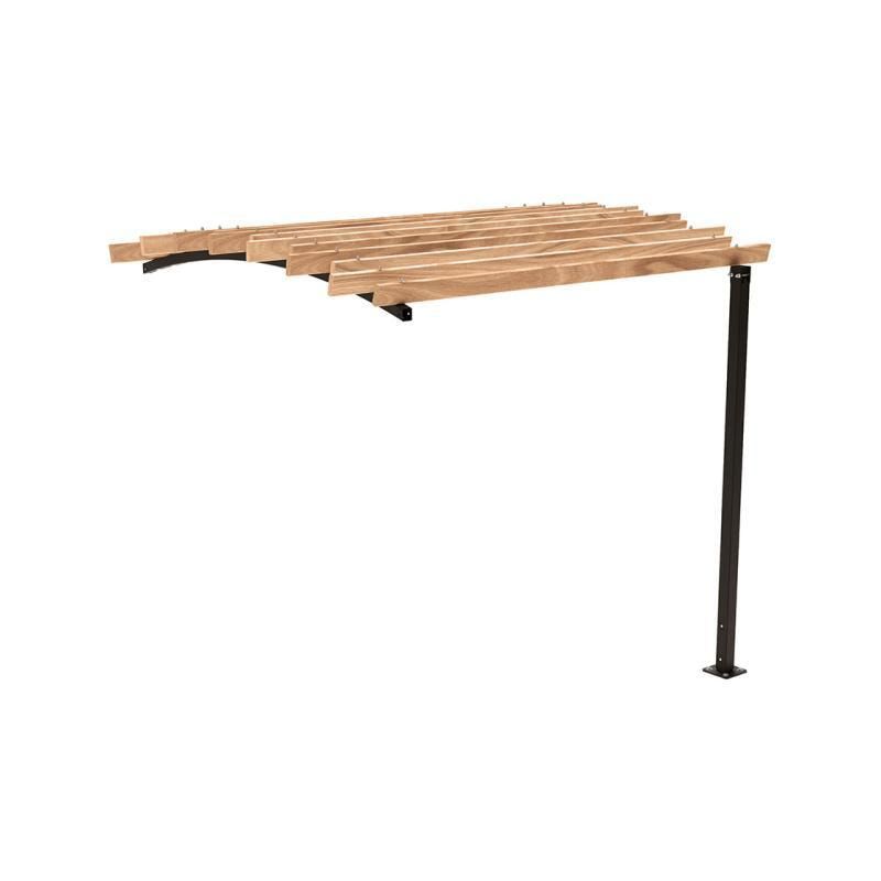 Pergola Fronterweiterung 2, Kiefer druckimprägniert Klasse 4, Stahlrohr 80x80 mm, 2.910 x 2.520 x 3.020 mm (HxBxT) fvz, beschichtet, Farbe Enzianblau