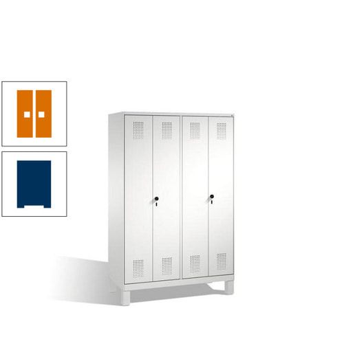 Doppel-Spind, Doppeltüren, Garderobenschrank mit Füßen, 4 Abteile a 300 mm, Korpus anthrazitgrau, Tür anthrazitgrau, 1.850 x 1.200 x 500 mm (HxBxT)