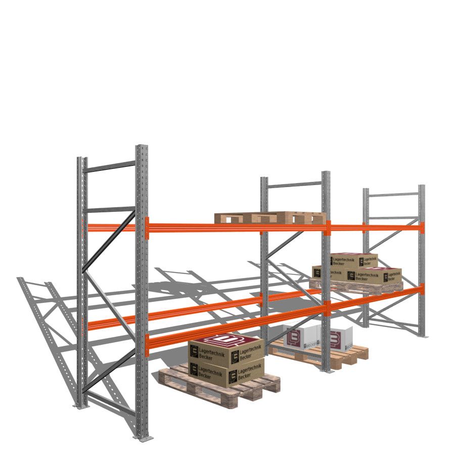 Palettenregal - 1,5 t - 2,5 x 5,7 x 1,1 m - 2 Felder - Schwerlastregal