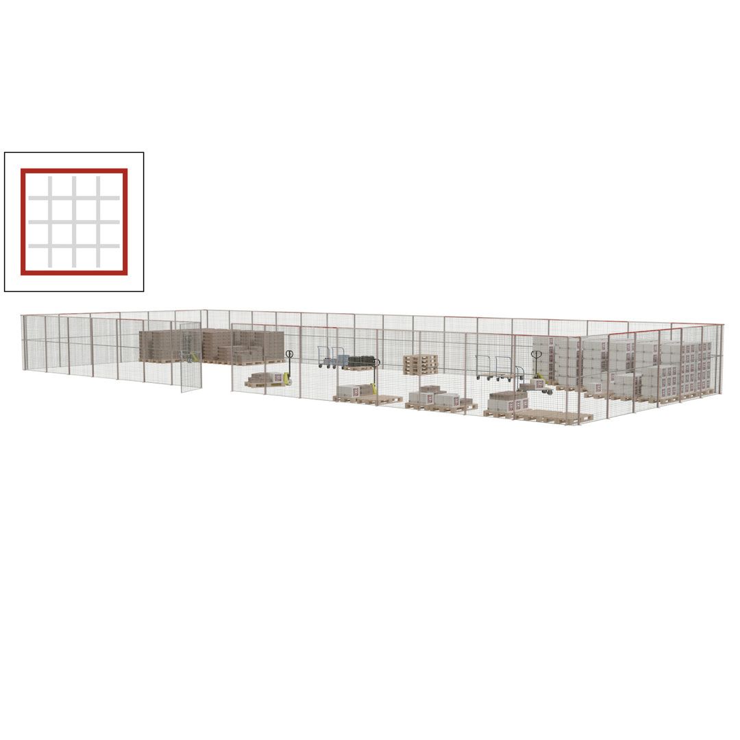 Maschinen Schutzgitter - Hallentrennwand - Sicherheitszaun - Tür - 66 m - 2.200 x 24.400 x 9.400 mm (HxBxT) - enzianblau