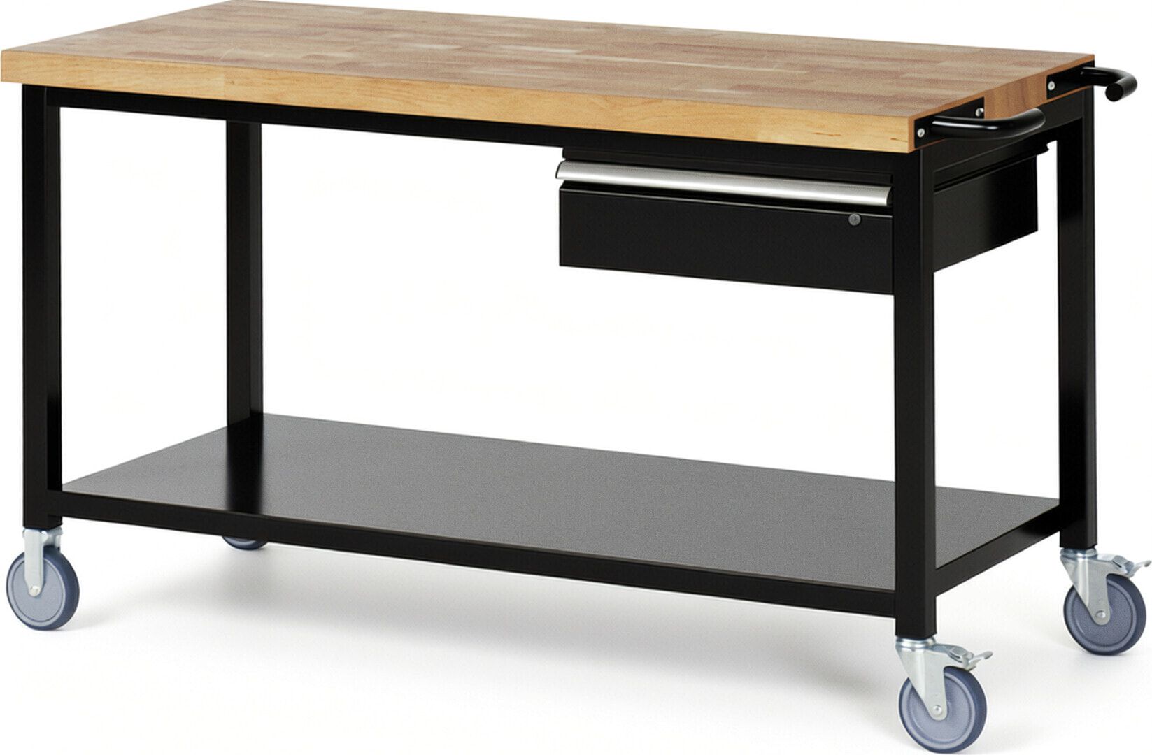 Mobile Werkbank mit Ablageboden - 1 Schublade - 150:1 - höhenverstellbar 880-1.080 mm - 1.500 x 700 mm (BxT) - 450 kg - Anthrazitgrau
