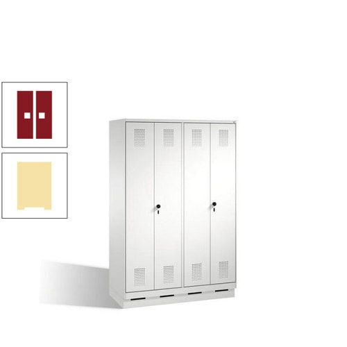 Doppel-Spind, Doppeltüren, Garderobenschrank mit Sockel, 4 Abteile a 300 mm, Korpus anthrazitgrau, Tür anthrazitgrau, 1.800 x 1.200 x 500 mm (HxBxT)